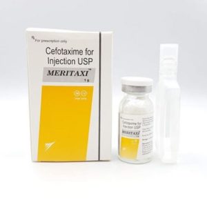 Cefotaxime 1g Inj Meritaxi hộp 1 lọ và 1 ống nước